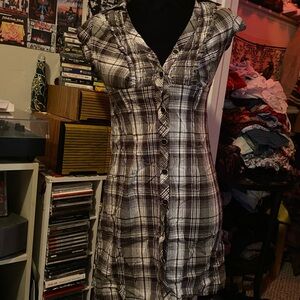Y2K HeartSoul Black and White Plaid Dress